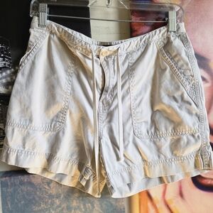 Eddie Bauer White Drawstring Bermuda Shorts with Patch Pockets
